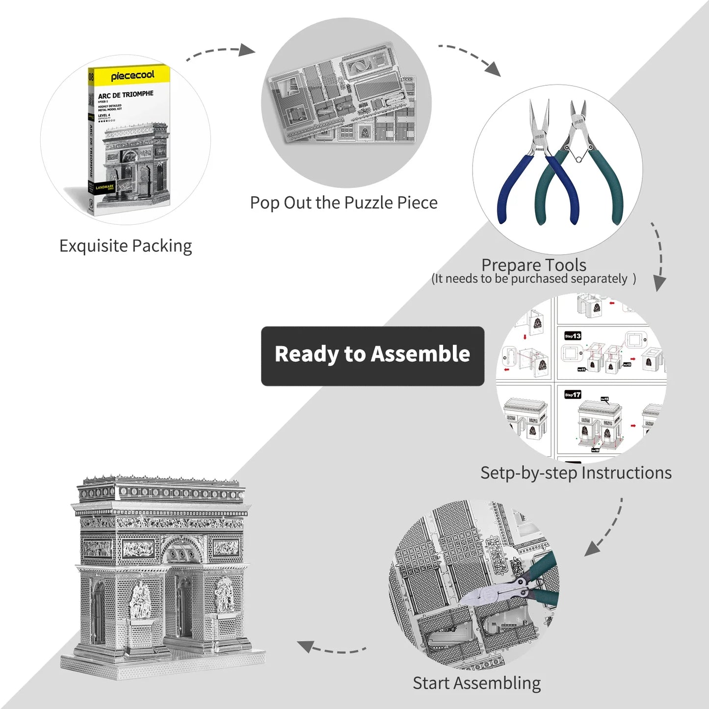 Arc de Triomphe - 3D Metal Model Kit for Adults