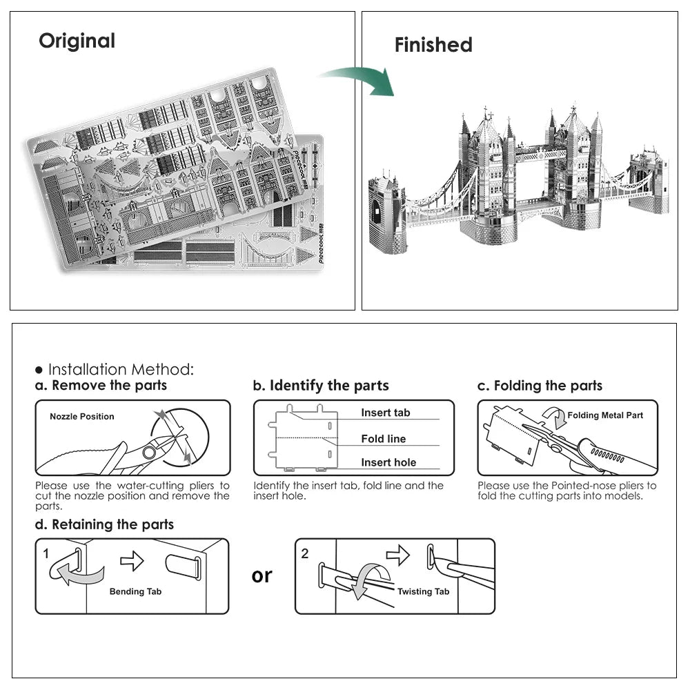 London Tower Bridge 3D Metal Puzzle - Model Kit for Adults