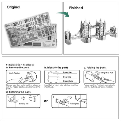 London Tower Bridge 3D Metal Puzzle - Model Kit for Adults