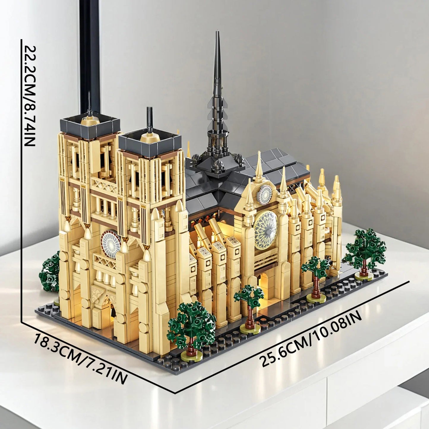 Gothic Cathedral Model - 1575pc LED Architecture Building Block Set