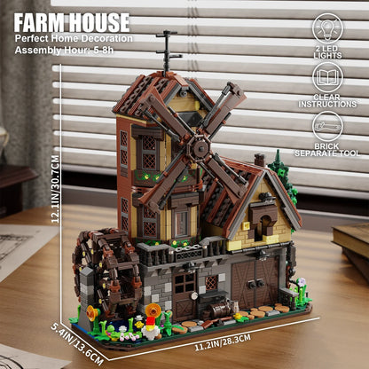 Rustic Countryside Farm Hut - 1436-Piece Building Block Set