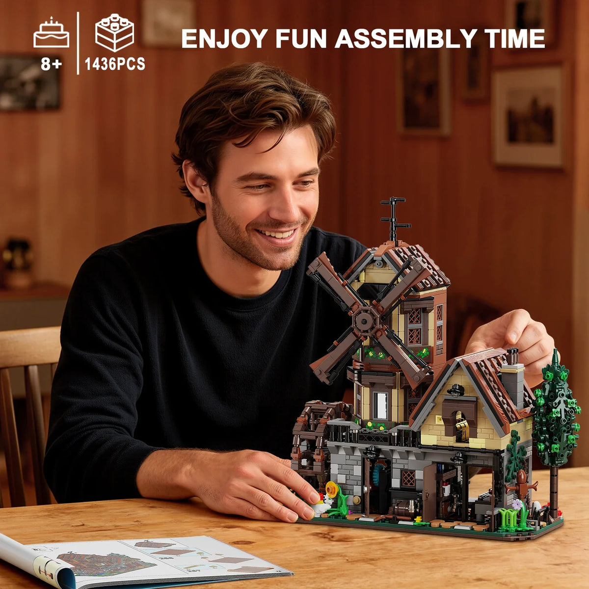 Rustic Countryside Farm Hut - 1436-Piece Building Block Set